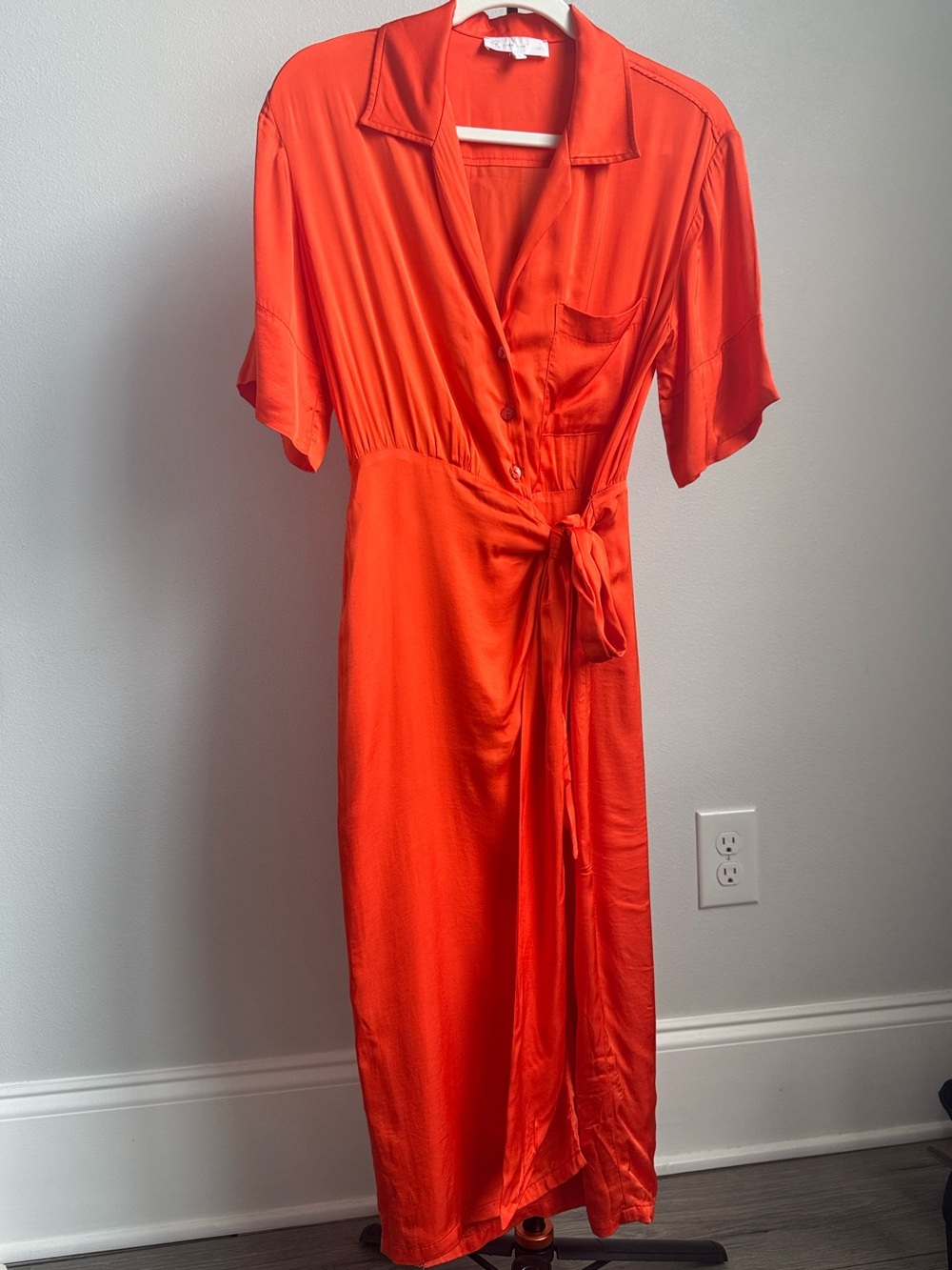 Corey Lynn Calter Anthropologie Orange Belted Midi Dress Size XS